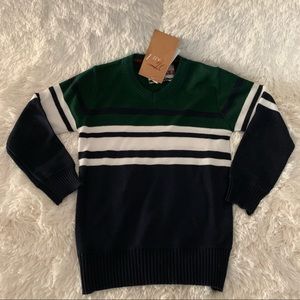FAZE 1 Boys Hunter Green and white black striped v-neck Sweater